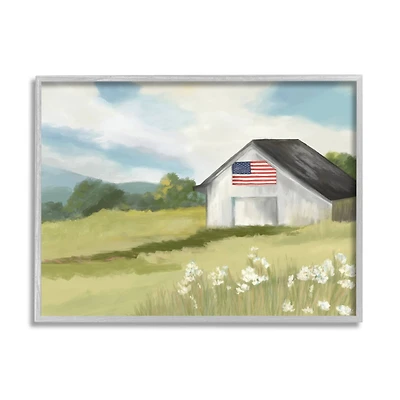 Stupell Industries American Flag on Barn Framed Giclee Art