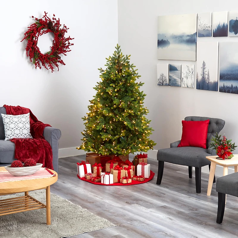 6ft. Pre-Lit North Carolina Fir Artificial Christmas Tree, Clear LED Lights