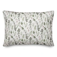 Pine Greenery on White Rectangle Throw Pillow