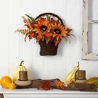 16" Sunflower Autumn Arrangement In Decorative Basket