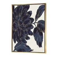 Designart - Indigo Gold Metallic Flower