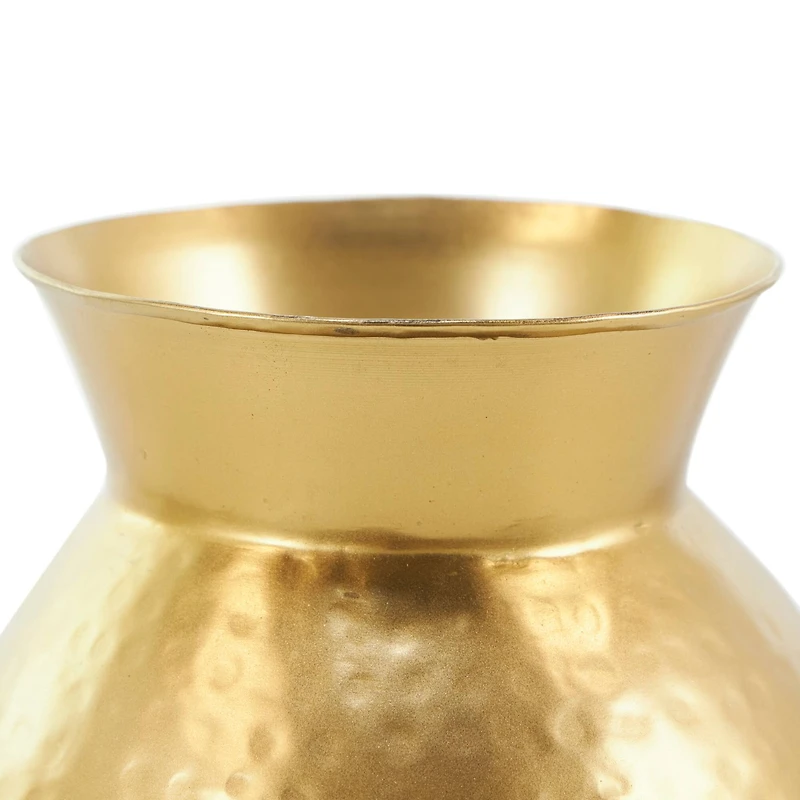 11.5" Hammered Gold Metal Vase