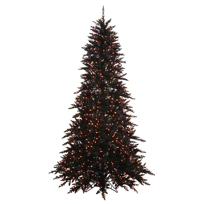 3ft. Pre-Lit Black Fir Artificial Christmas Tree, Orange Incandescent Lights