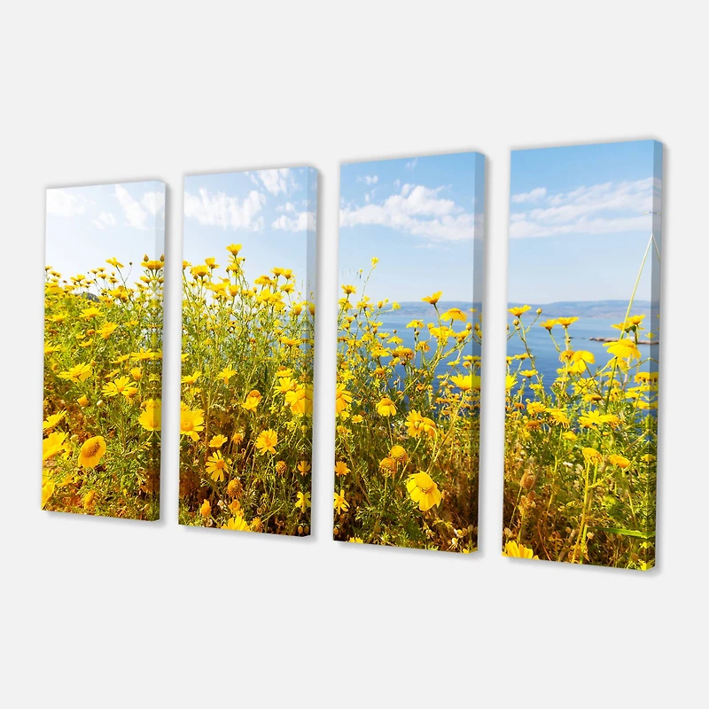 Designart - Little Yellow Flowers over Seashore