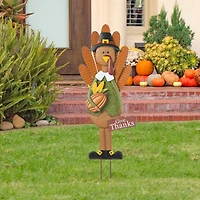 Glitzhome® 36" Thanksgiving Metal Turkey Standing Or Hanging Yard Stake