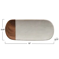 Hello Honey® 12" White Marble & Acacia Wood Serving Tray