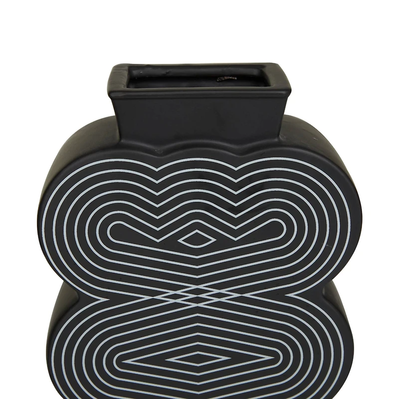 Black Stoneware Contemporary Vase, Set of 2" 12",10"