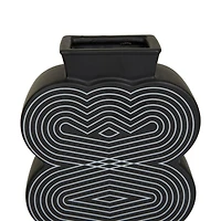 Black Stoneware Contemporary Vase, Set of 2" 12",10"