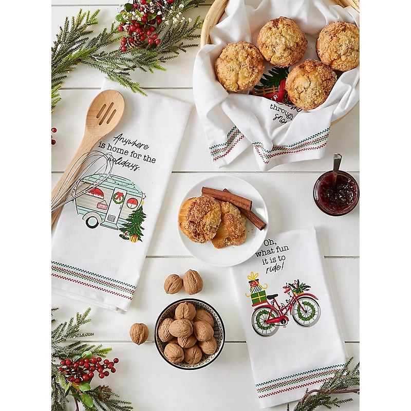 DII® Holidays On Wheels Printed Dishtowel Set