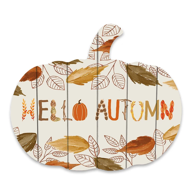 Pumpkin Shaped Hello Autumn Wooden Wall Hanging