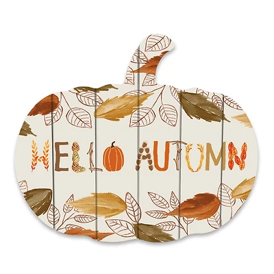 Pumpkin Shaped Hello Autumn Wooden Wall Hanging