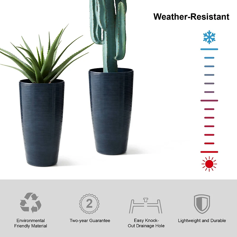 Glitzhome® 22.5" Turquoise Faux Ceramic Textured Planters, 2ct.