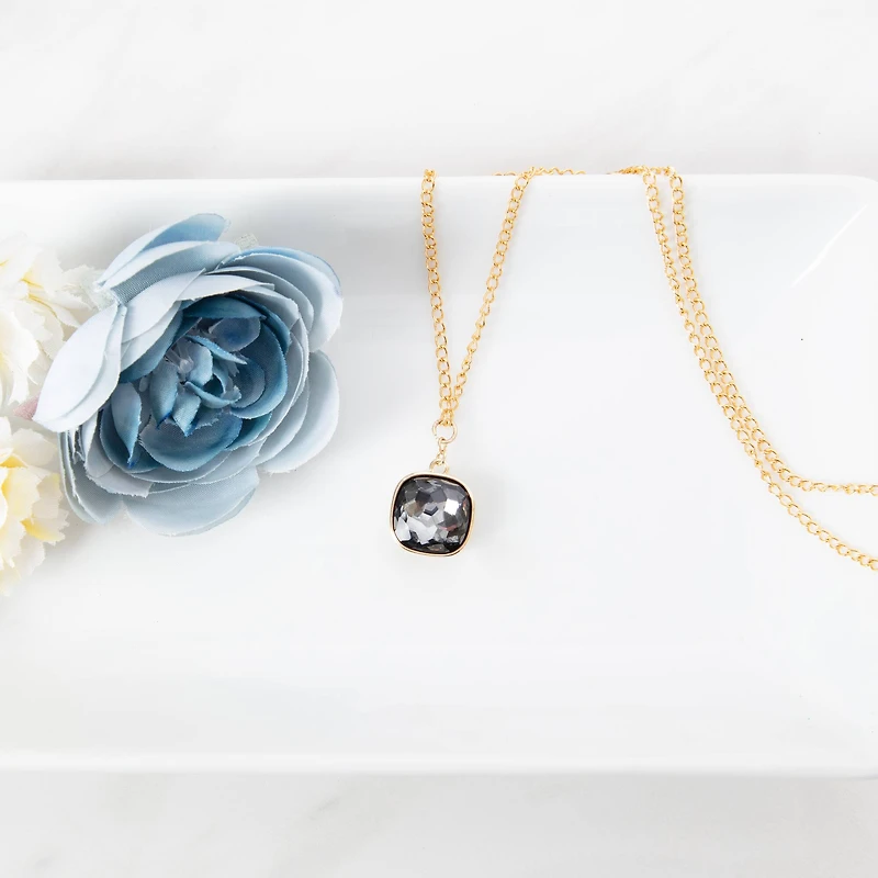 14K Gold Plated Gray Austrian Crystal Cushion Cut Charm by Bead Landing™