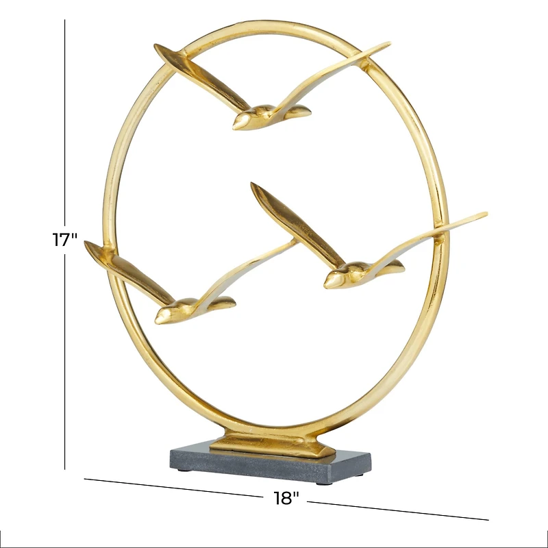 Gold Aluminum Contemporary Sculpture, 17" x 18" x 5"