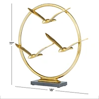 Gold Aluminum Contemporary Sculpture, 17" x 18" x 5"