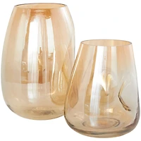 Iridescent Gold Concaved Glass Vase Set