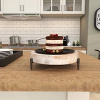 13" Cream Mango Wood Tray with Black Metal Leg