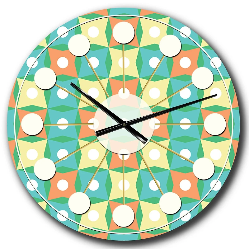 Designart Abstract Design Retro Pattern I Mid-Century Modern Wall Clock