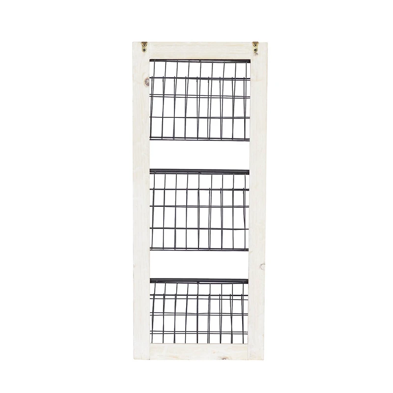 34" Black Metal Farmhouse Magazine Rack