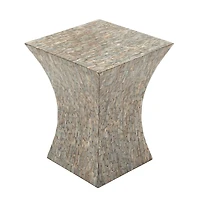 19'' Mussel Shells and Wood Contemporary Accent Table