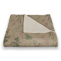 Pine Greenery on Brown Coral Fleece Blanket