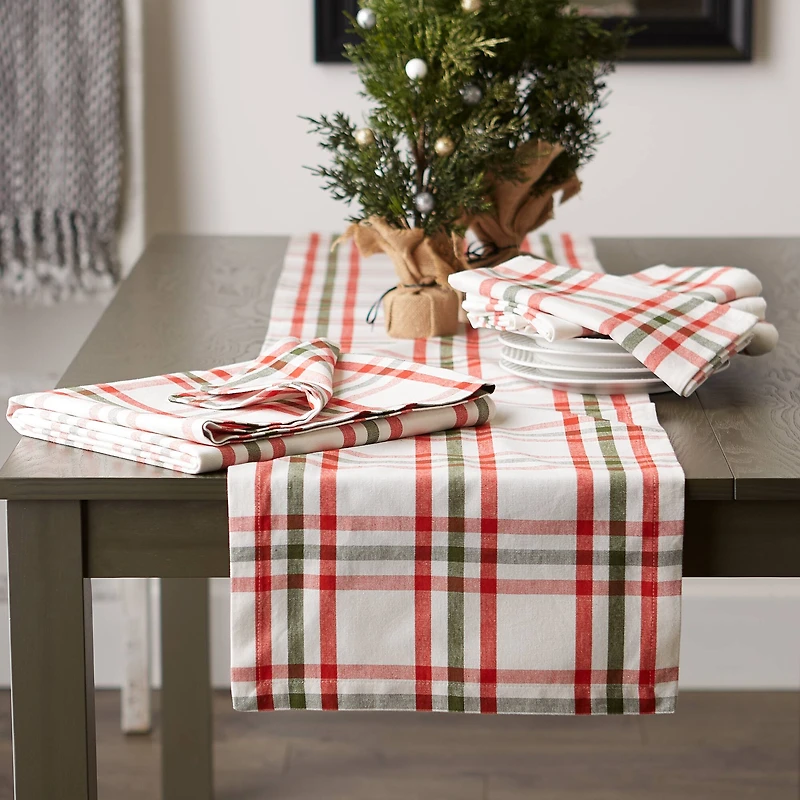 DII® 108" Jolly Tree Collection Nutcracker Plaid Table Runner