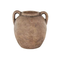 10.5" Copper Antique-Style Textured Ceramic Vase with Handles
