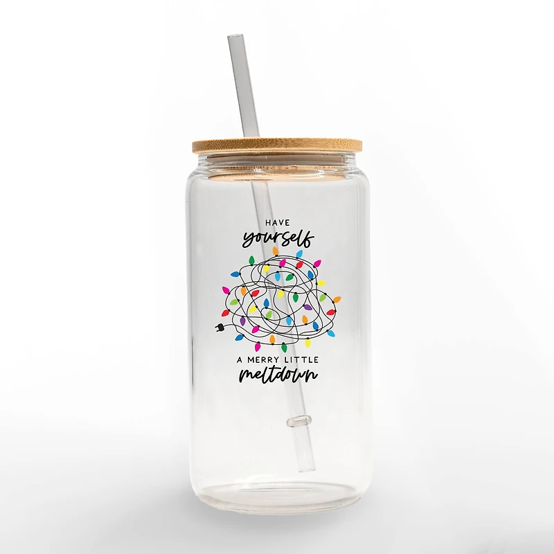 16oz. A Merry Little Meltdown Glass Can Tumbler