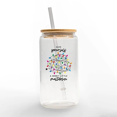16oz. A Merry Little Meltdown Glass Can Tumbler