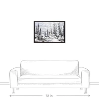 Snowy Forest Black Framed Canvas Wall Art