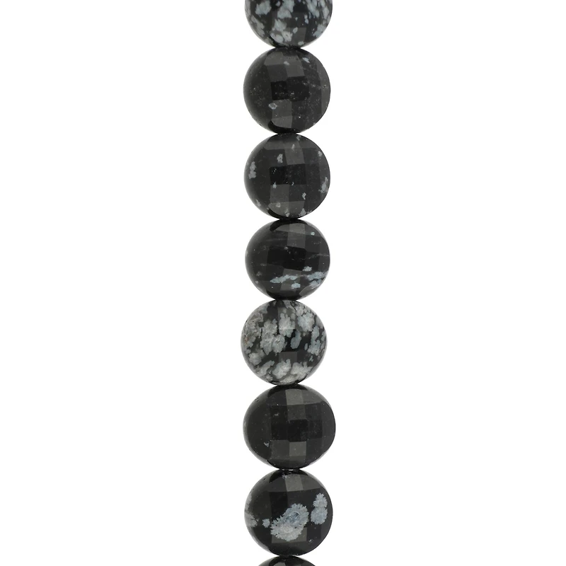 Black Snowflake Jasper Faceted Coin Beads, 8mm by Bead Landing™