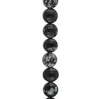 Black Snowflake Jasper Faceted Coin Beads, 8mm by Bead Landing™