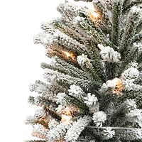 6 Pack: 5ft. Pre-Lit Flocked Fir Artificial Christmas Tree with Pines Cones and 200 Lights, Green