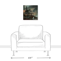 Haunted Lakeside Mansion 16" x 16" Canvas Wall Art