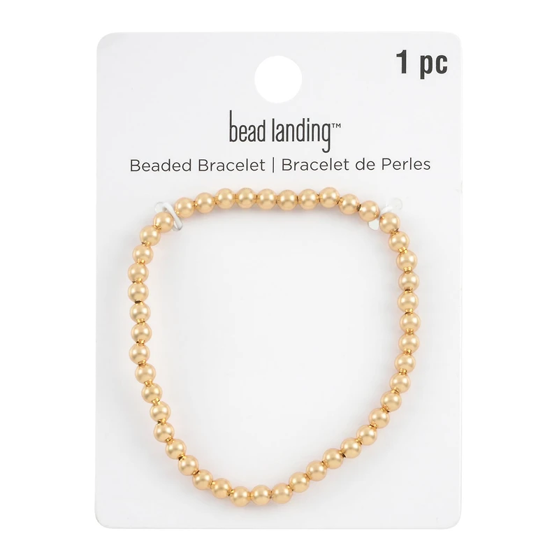4mm Gold Round Beaded Charm Bracelet by Bead Landing™