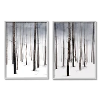 Stupell Industries Winter Snow Tree Forest Haze Eerie Cold in Gray Frame Wall Art