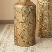 Glitzhome® Antique Gold Gingko Metal Floor Vases Set