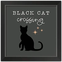 Black Cat Halloween Print in Black Frame