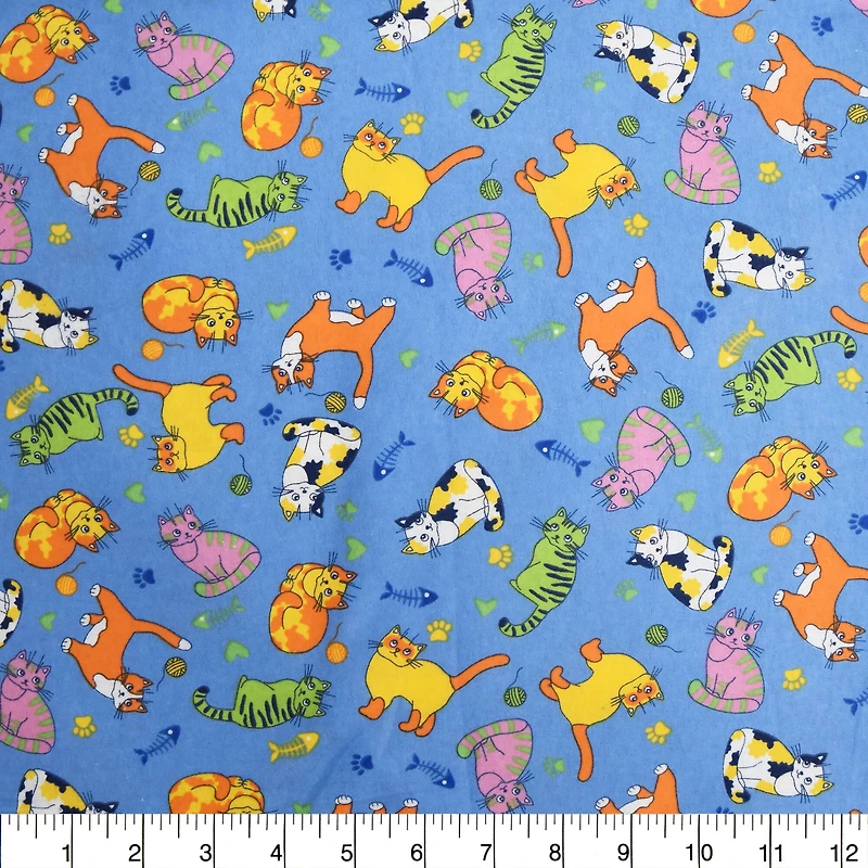 Feldman Blue Cats Cotton Flannel