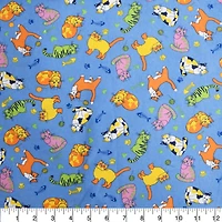 Feldman Blue Cats Cotton Flannel