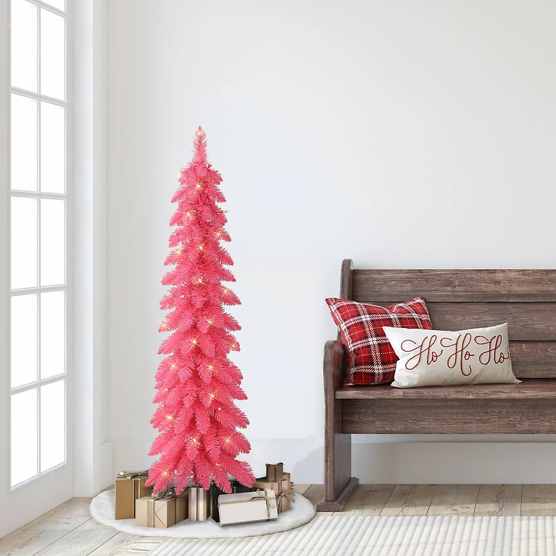 4ft. Pre-Lit Artificial Alpine Pencil Tree