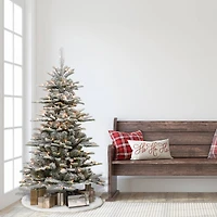 4.5ft. Pre-Lit Slim Flocked Aspen Fir Artificial Christmas Tree, Clear Lights