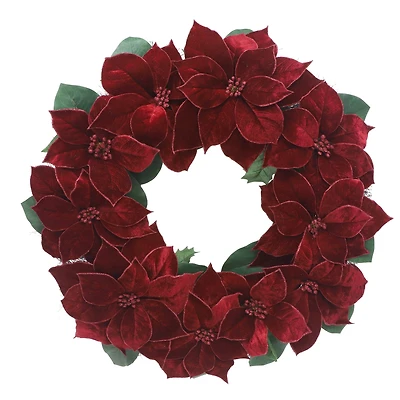 26" Dark Red Poinsettia Wreath by Ashland®