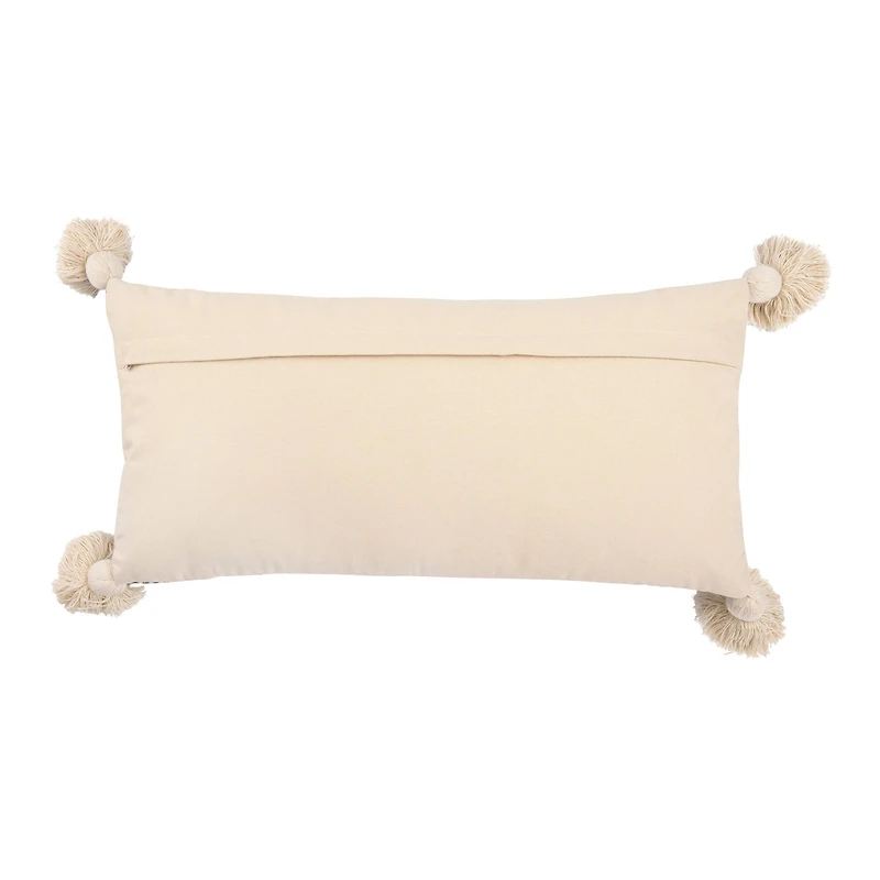Hello Honey® Cream & Gray Striped Pillow with Tassels
