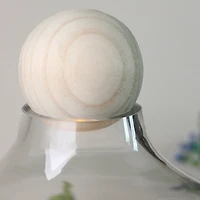 Transparent Glass Hurricane with Wooden Lid and Base