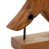 Set of 2 Brown Teak Wood Natural Sculpture 17", 18"