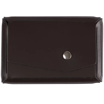 JAM Paper Italian Leather Business Card Holder Case with Angular Flap