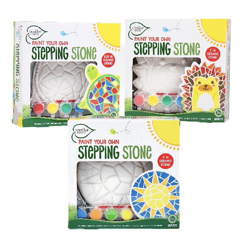 Creative Roots® Paint Your Own Stepping Stones Multipack with Turtle, Hedgehog & Sun Stepping Stones