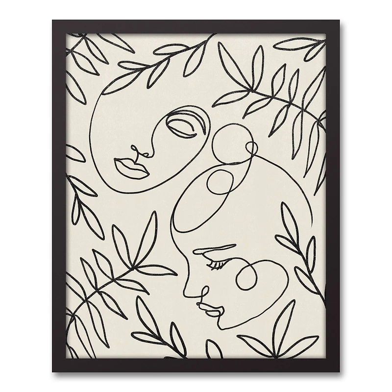 Botanical Faces 16" x 20" Black Framed Canvas