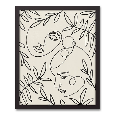 Botanical Faces 16" x 20" Black Framed Canvas